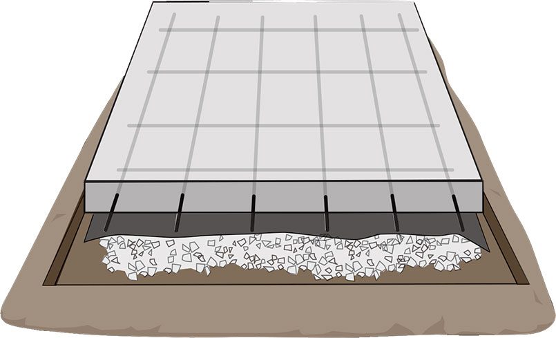 Floating slab concrete foundation