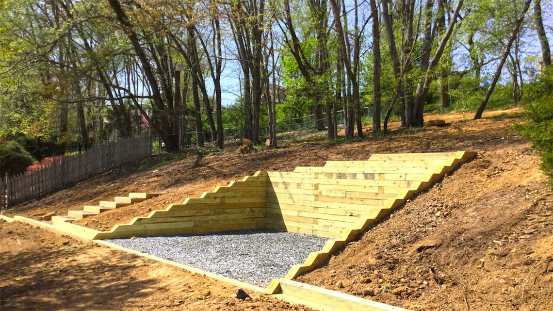 Timber Retaining Wall and Steps Langhorne PA – BedRock ...