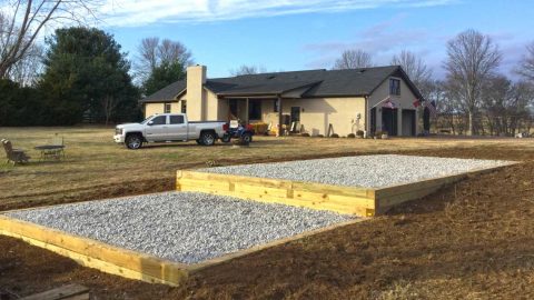 Frederick MD terraced stone base foundation