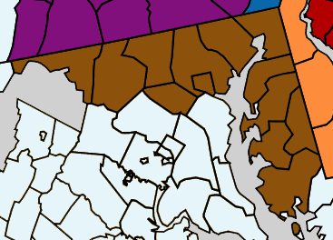 Central MD, Baltimore, Frederick, Hagerstown, Eastern Shore map