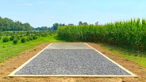 A dual base foundation for chicken coop and run area