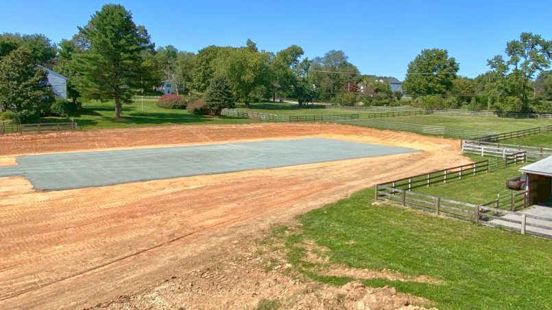 Preparation for the indoor horse arena and the surrounding area