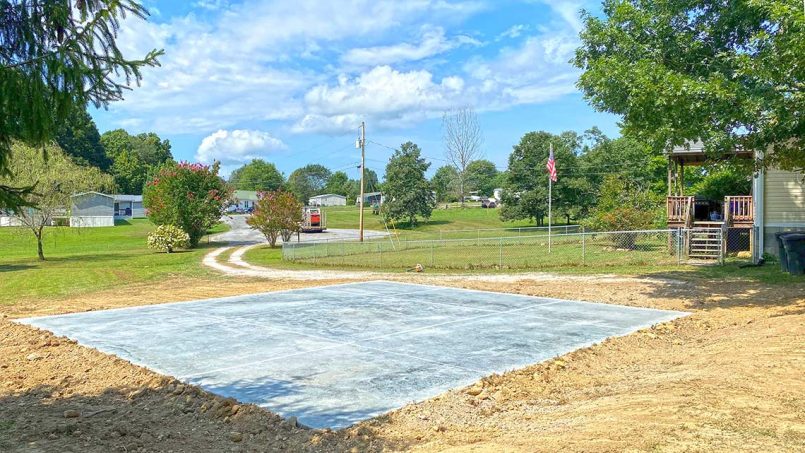 Graduated slab for carport