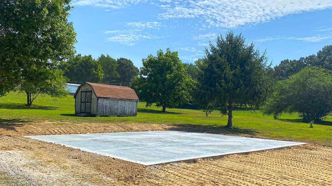 Excavation for graduated concrete slab