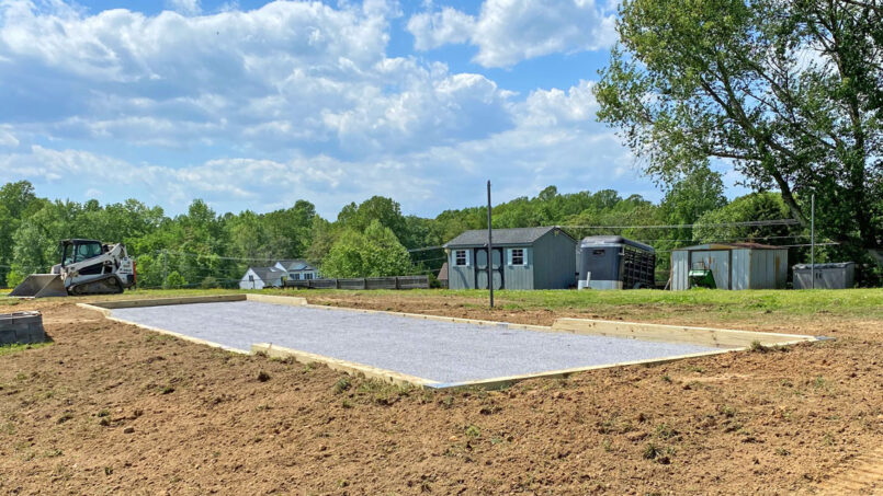 Bocce court partial side view