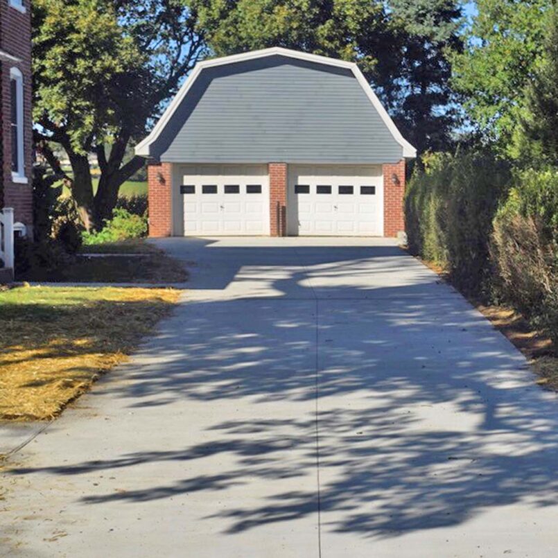 Completed concrete driveway