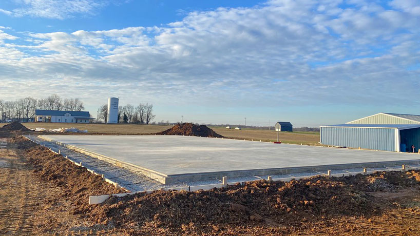 Graduated slab after first concrete pour