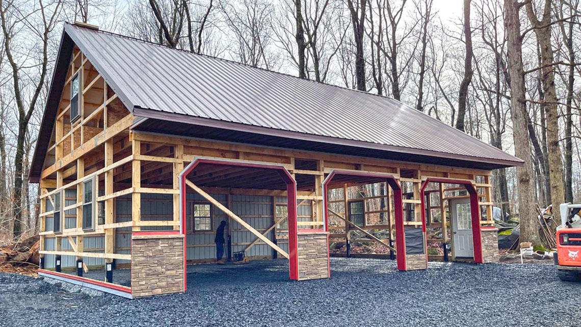 Site work and foundation for pole barn