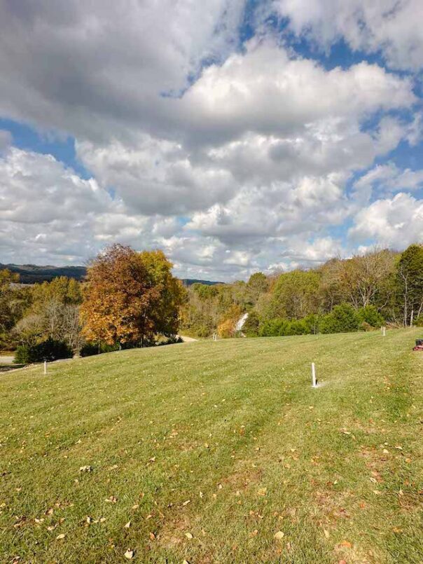 The foundation site for the new pole barn