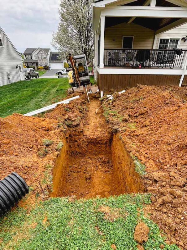 Excavation begins for the French drain