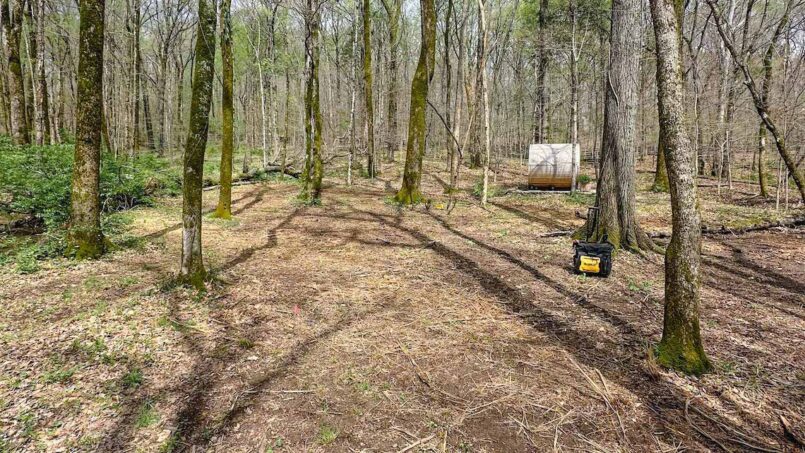 The shed pad site sits on
