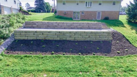 Two-Tiered Rosetta Grand Ledge Retaining Wall Red Lion PA